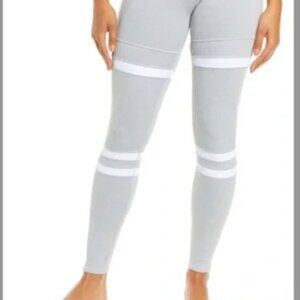 Alo Legit Grey and White Striped Legging